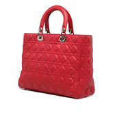 ディオール レディディオール カナージュ ラージ ハンドバッグ ショルダーバッグ 2WAY レッド レザー レディース Dior 【中古】